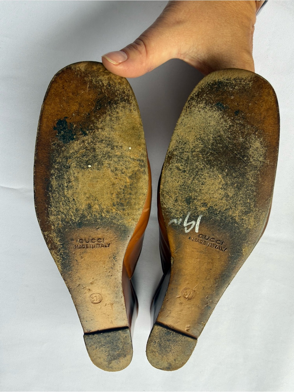 Rare Vintage 1970’s Gucci Brown Leather & Cream Canvas Horsebit Mule - Picture 7 of 9
